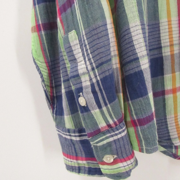 Chaps Plaid Button Front Cotton Blouse L - Picture 3 of 13